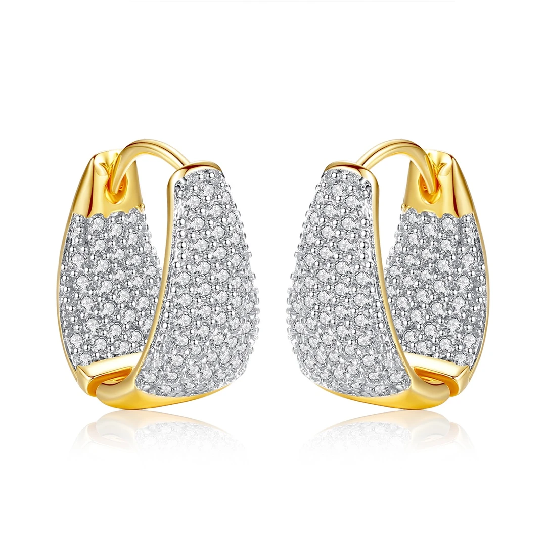 铜合金锆石耳饰 铜合金耳饰 复古金色网红同款精致简约锆石耳环