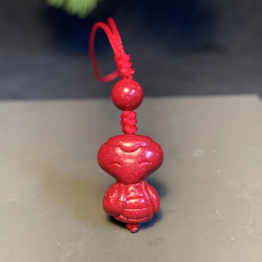 天然辰砂晶粉砂手机链蛇宝宝