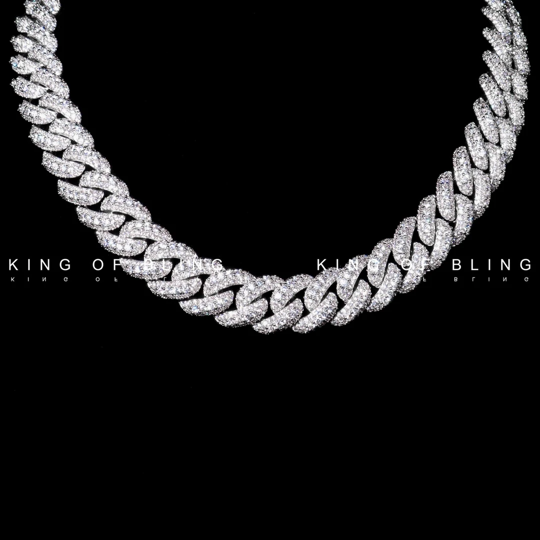 KING OF BLING 铜合金合成锆石项链 18MM叠镶泡泡古巴嘻哈高端