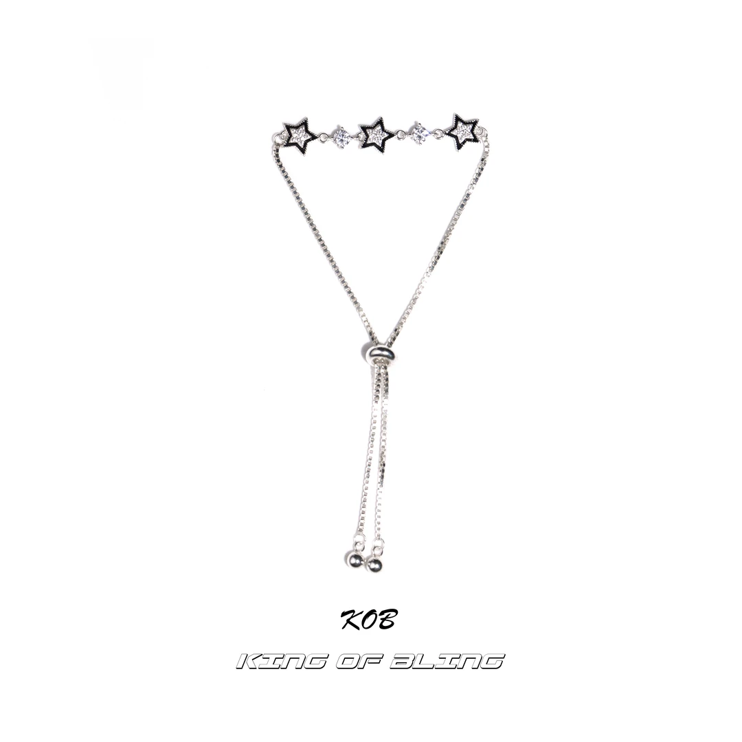 KING OF BLING 925银合成锆石手链 星星可调节手链 嘻哈说唱潮流