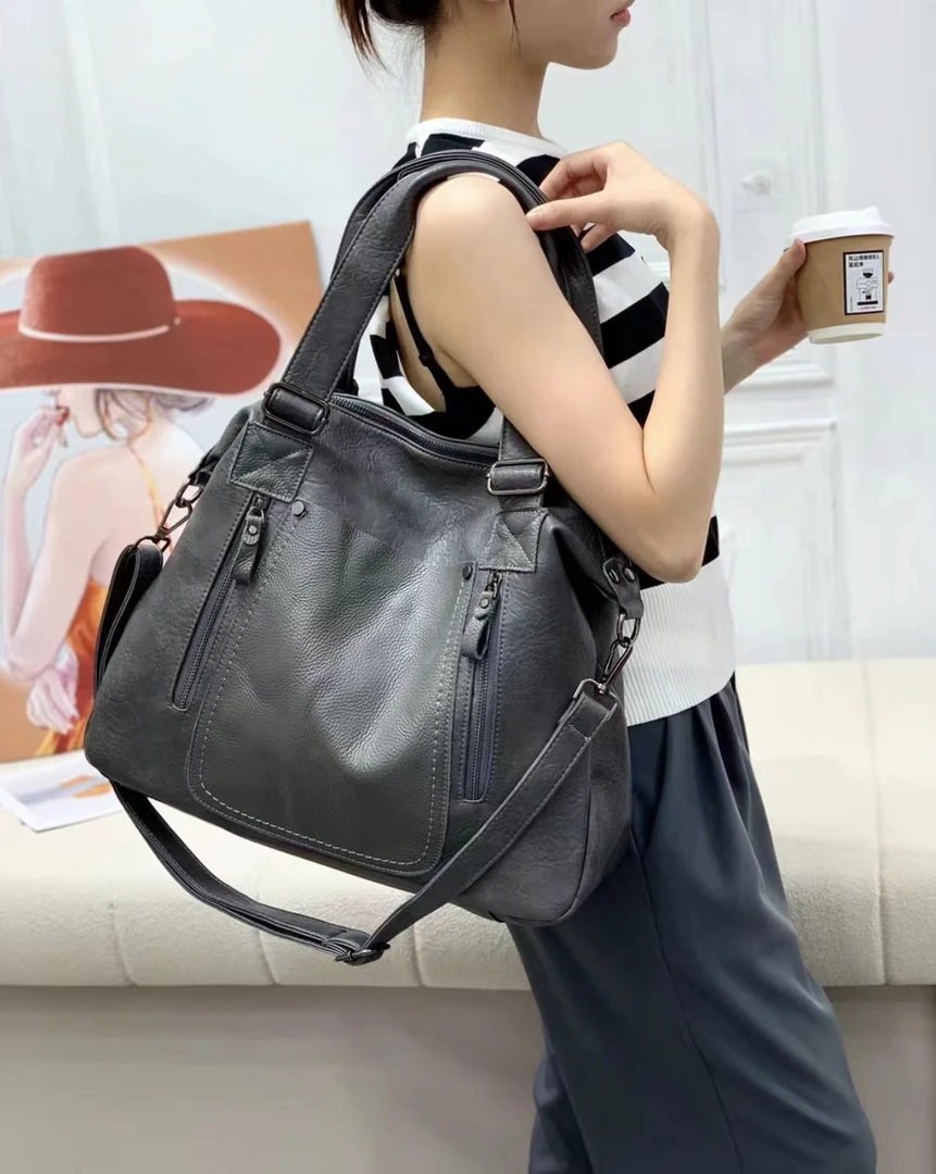 2023新款百搭休闲大容量托特包单肩斜挎手提女包包3390