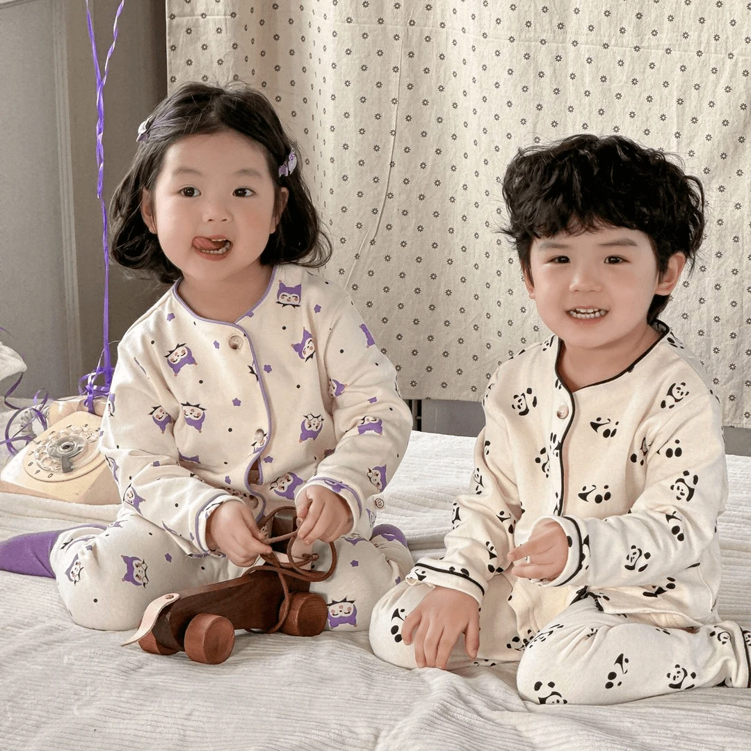 儿童纯棉睡衣2024春秋季男女童小孩开衫套装宝宝长袖长裤家居服