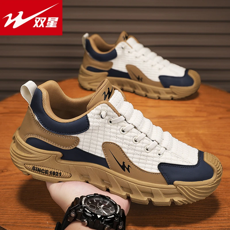 双星灯芯绒男鞋秋季防滑耐磨一脚蹬板鞋新款百搭低帮休闲马丁潮鞋