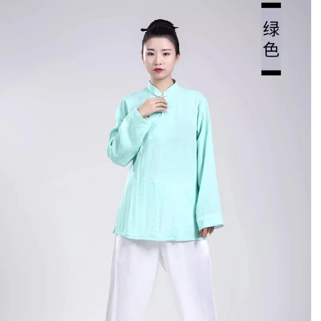 棉麻太极服女新款春秋武术表演服高端亚麻夏季太极拳练功服男套装