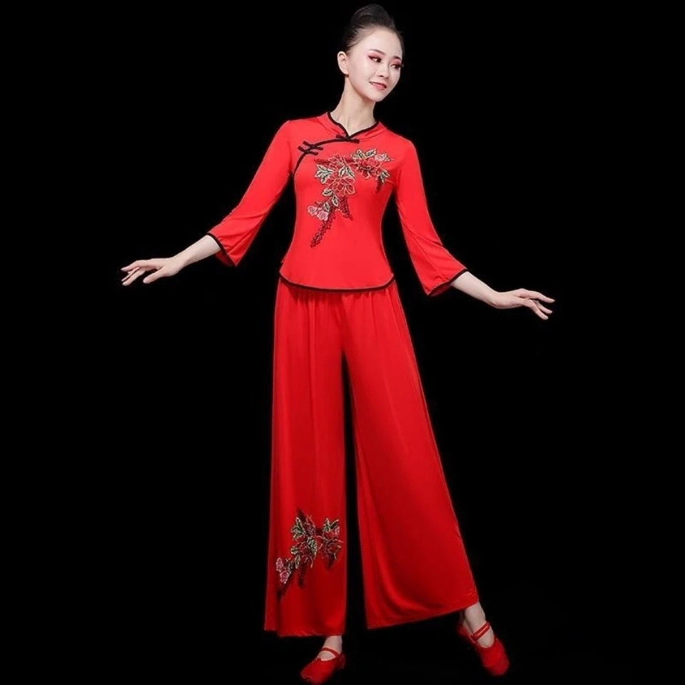 广场舞服装新款套装夏季中老年跳广场舞蹈扇子舞表演服