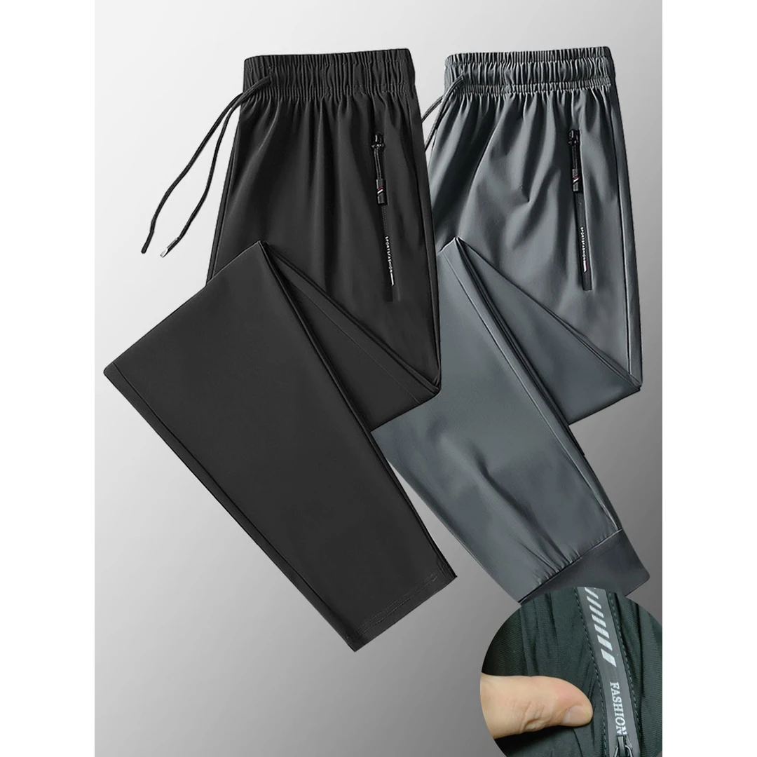 冰丝裤夏季透气宽松长裤速干裤弹力裤子大码登山高弹薄款薄款休闲