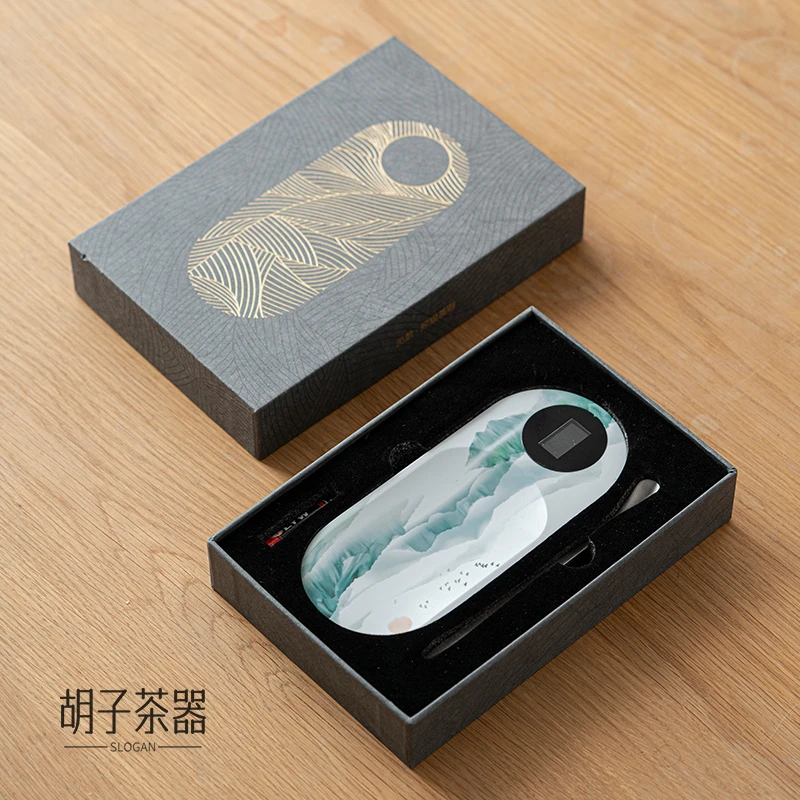 胡子 无量熊猫茶则精美可爱款式复古千里江山电子茶则称茶具 1706