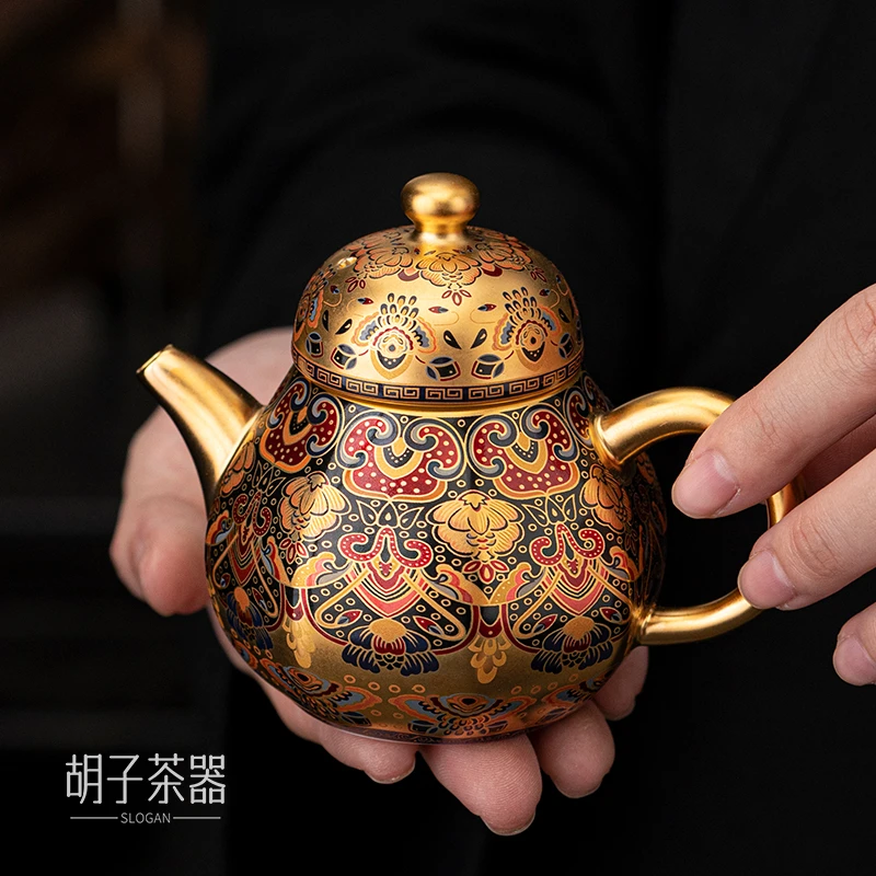 胡子 郑丽卿小贵族梦回敦煌鎏金茶壶泡茶壶送礼家用茶具 3385