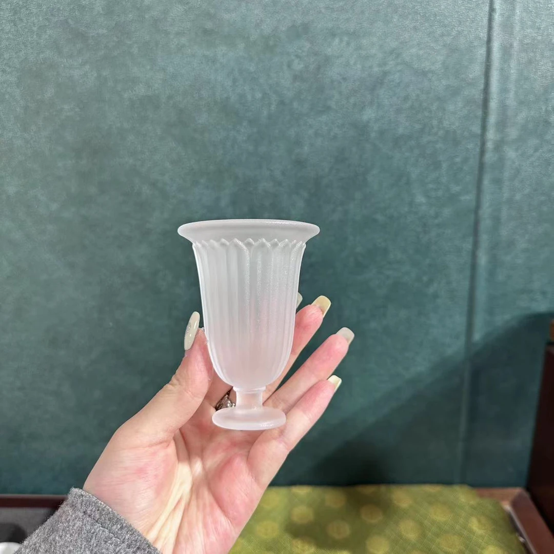 琉璃磨砂花影高足杯  1814