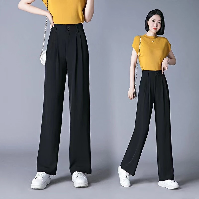 2023新款阔腿裤女夏季薄款宽松休闲西装裤高腰垂感直筒裤女裤显瘦