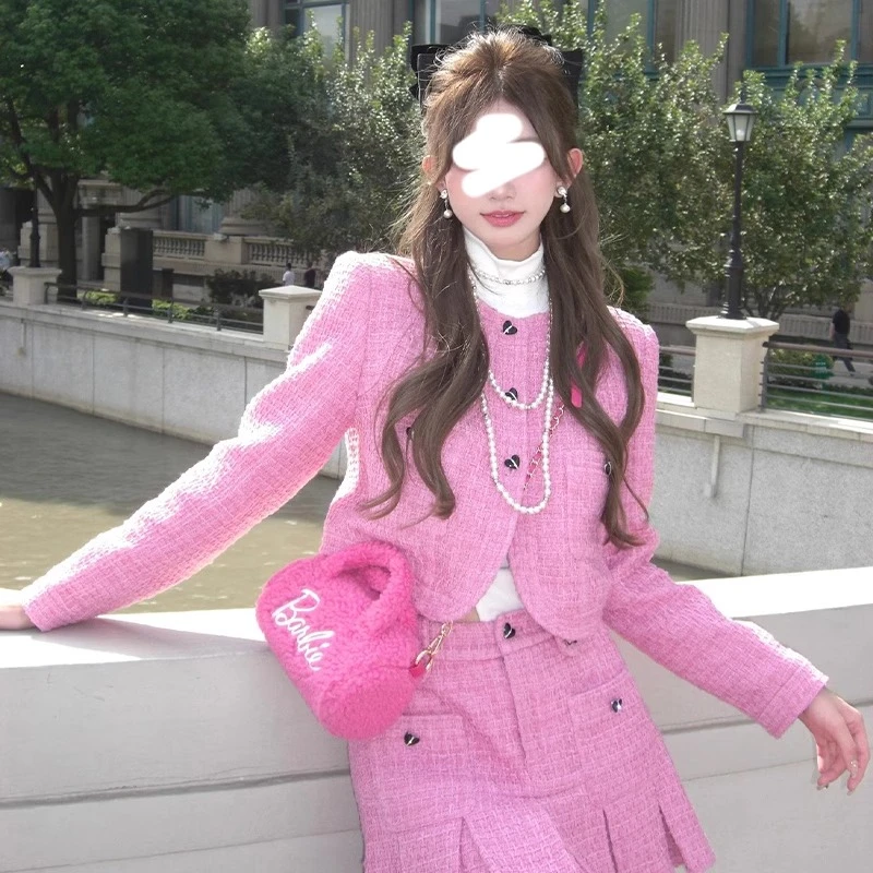 法式名媛小香风套装女秋冬高级感韩剧富家千金短外套半身裙两件套