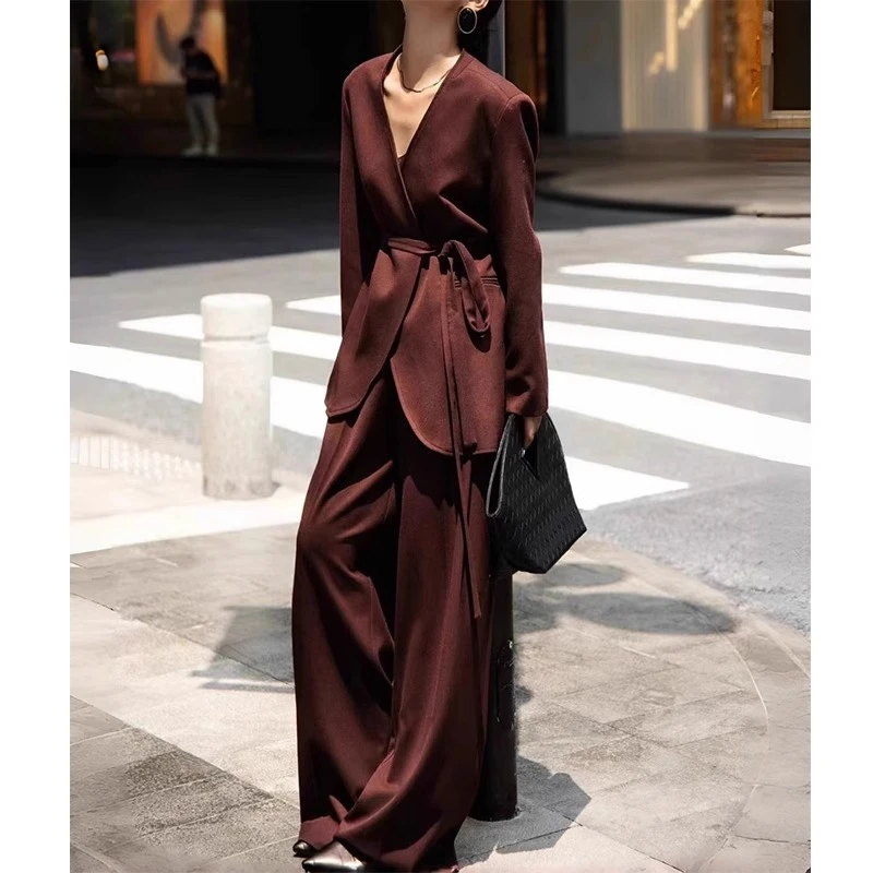 老钱风松弛感套装女2024秋季新款气质通勤时尚廓形西装外套两件套