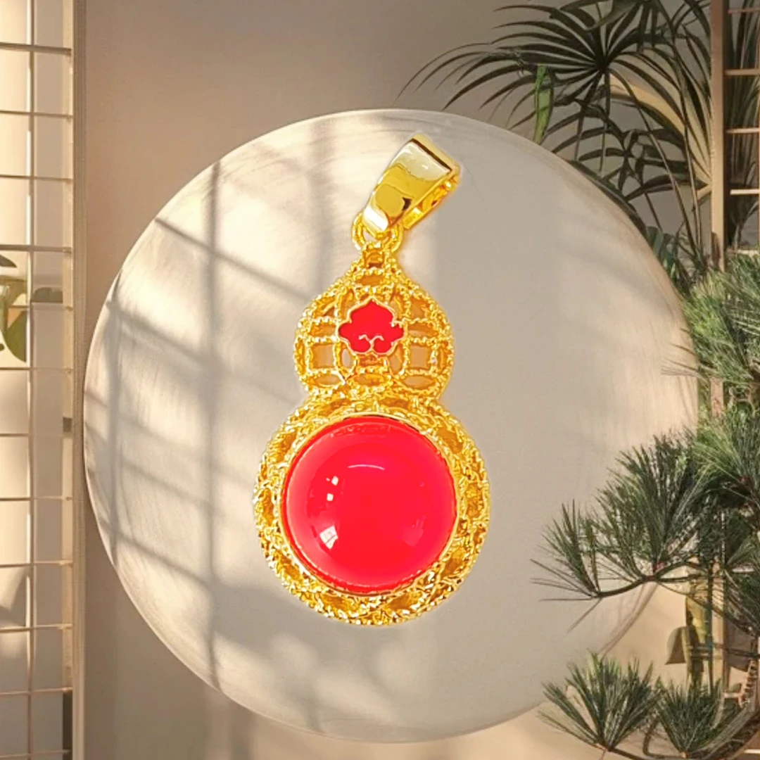 【月总专属】BM-S115#鸿运当头-宝葫芦玉髓吊坠合金镶嵌 赠合金链