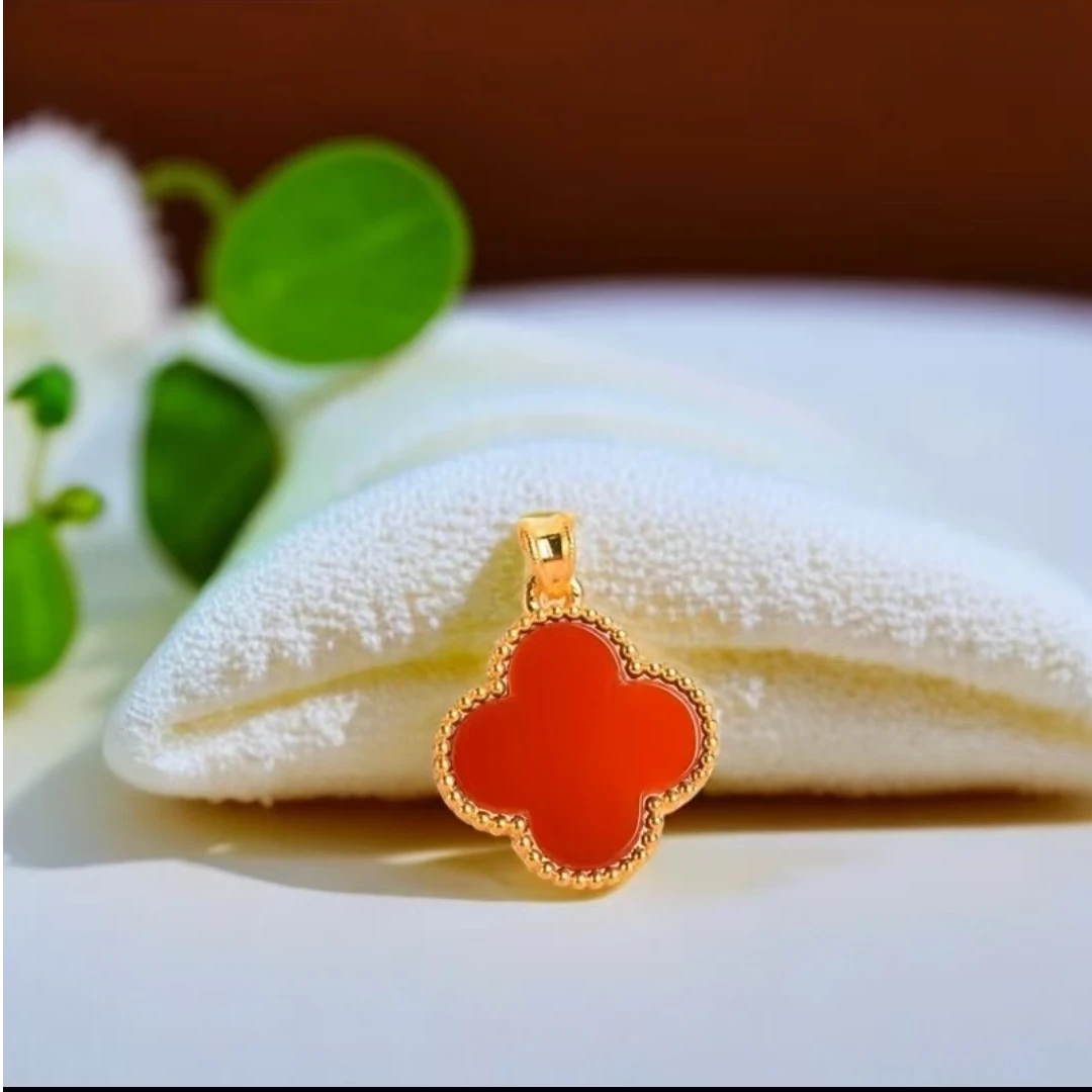 【李总专属】足金999玉髓四叶草黄金吊坠赠合金链