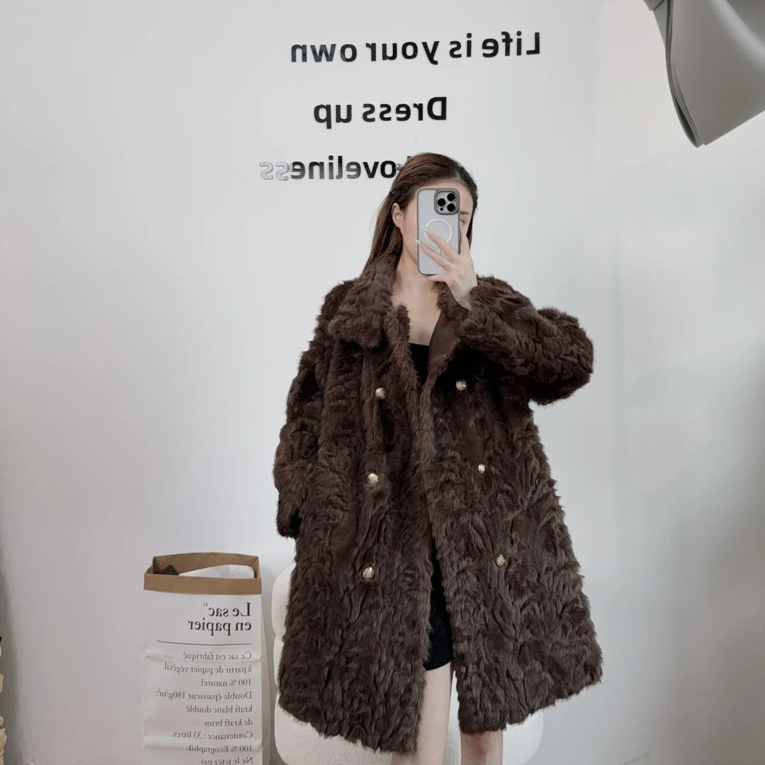 2024秋冬新款外套女气质宽松翻领中长款保暖加厚大衣 XJ66WT51