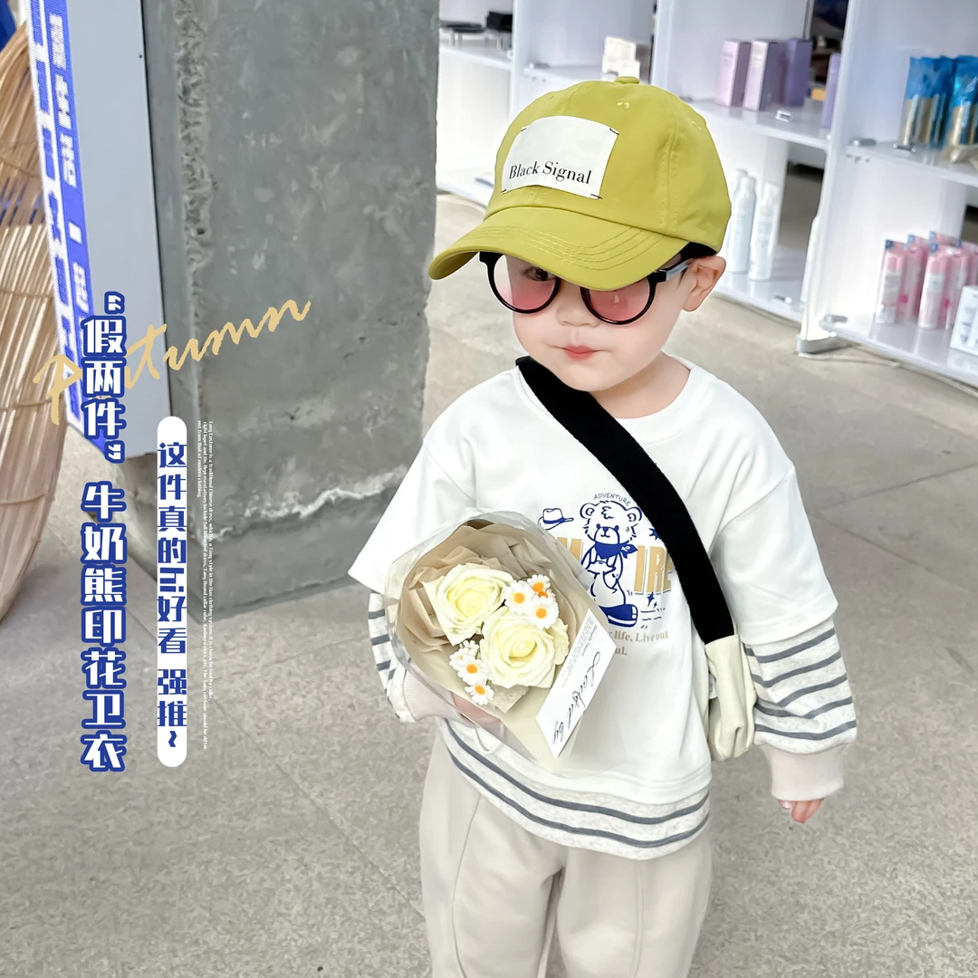 【年中惊喜不断】【层次感】卡通印花假两件卫衣儿童长袖T