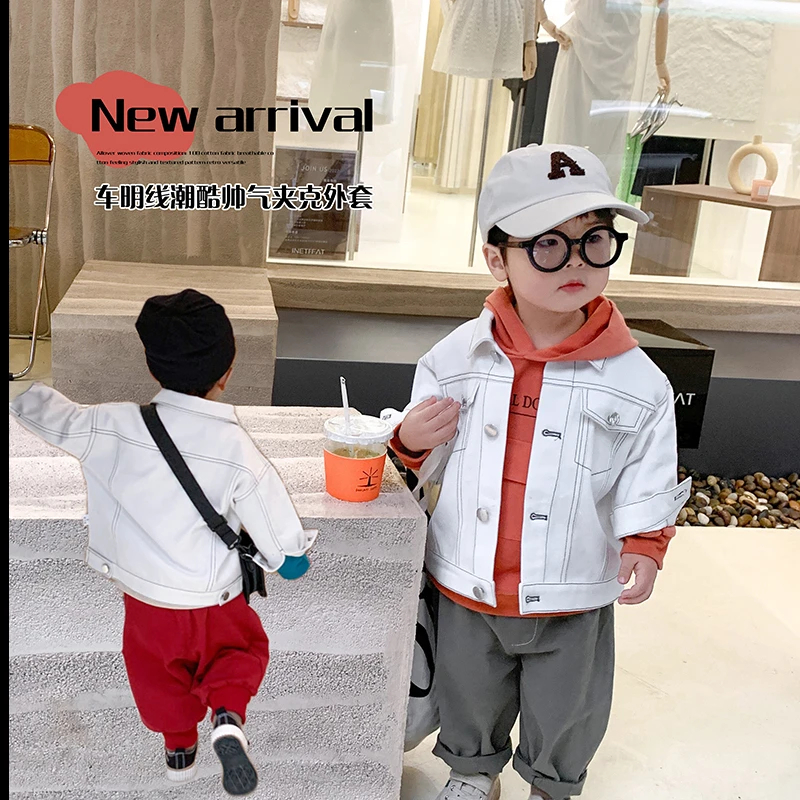阿小轩03302997男童帅气明线外套儿童工装风洋气上衣