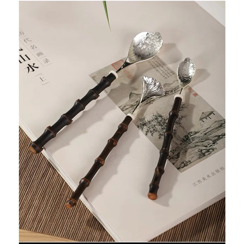 古篱-锡茶拨-紫竹鞭 中式茶勺茶铲茶扒茶道配件茶器茶道六君子