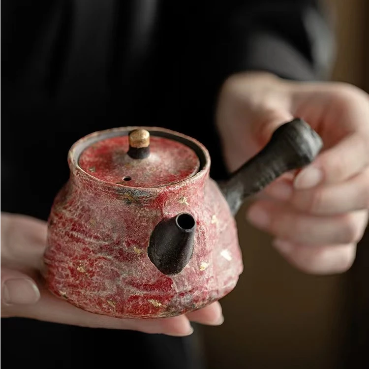 云吉-红金岩矿-侧把壶 高档家用办公防烫茶壶功夫茶具泡茶壶单壶