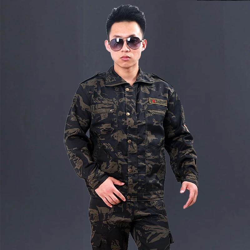 迷彩男士工作服套装男建筑工地男春秋劳保服耐磨军训服迷彩工装