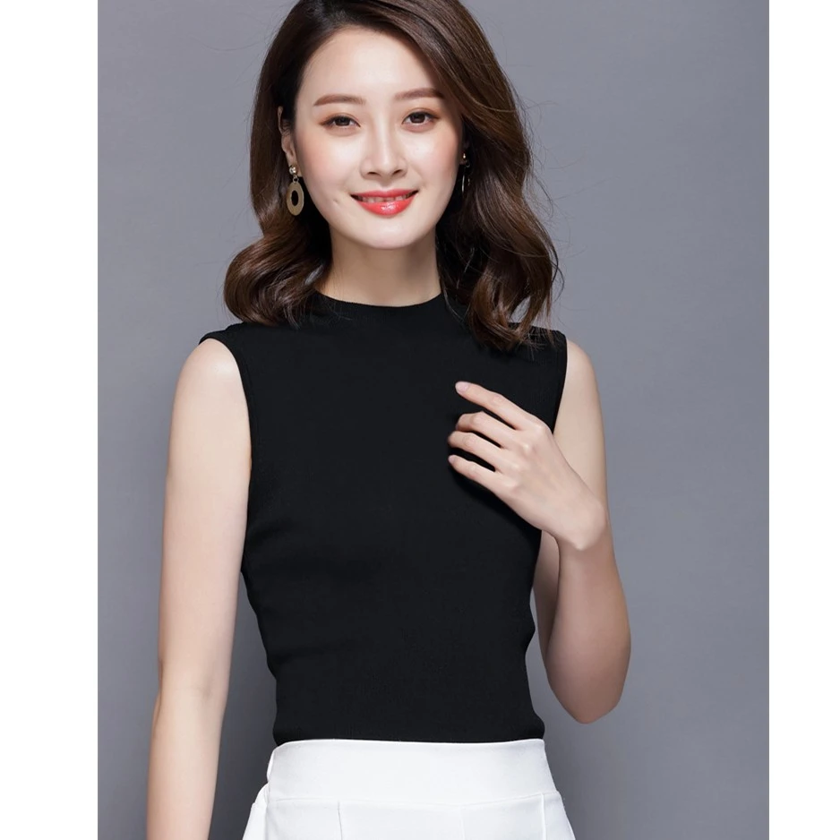 无袖高端打底背心内搭上衣夏时尚半高领修身百搭莫代尔女士外穿女
