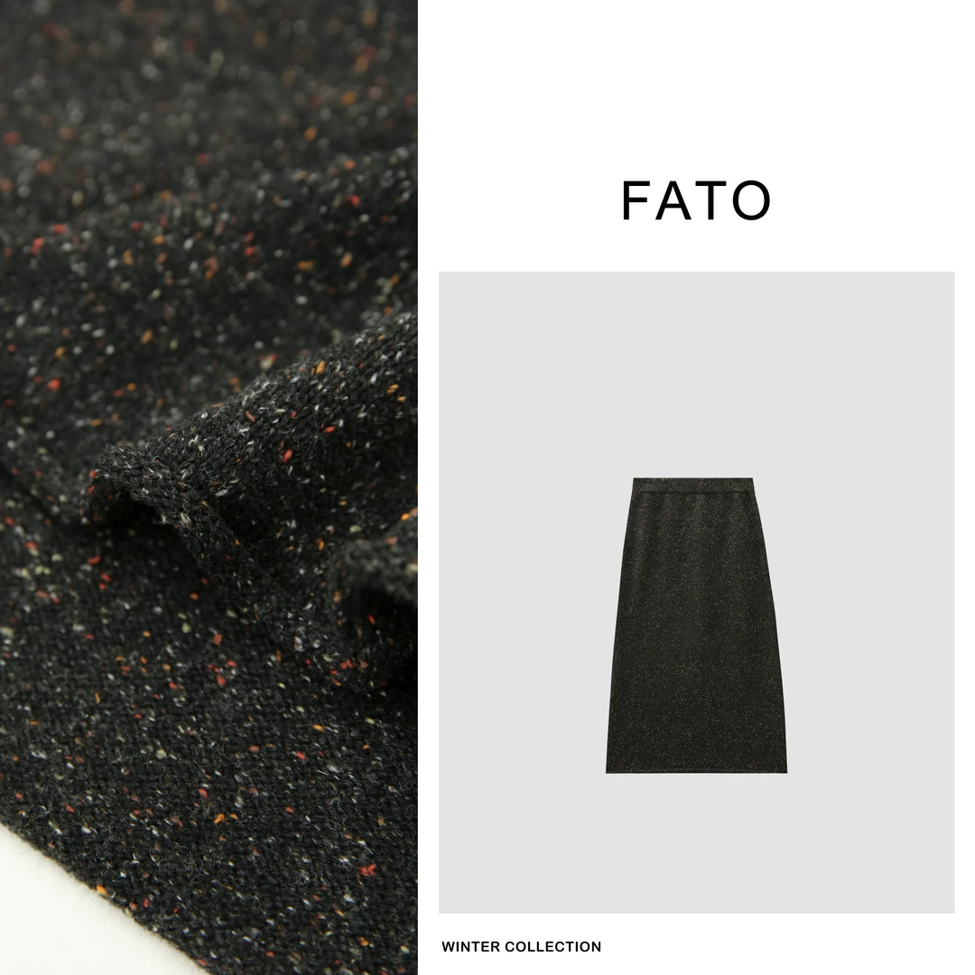 【郑买买】彩虹糖 秋款绵羊毛雪花点显瘦针织大码半身裙 CC40928Q1