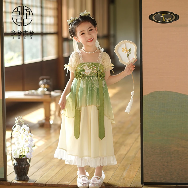 绾绾家~碧落 2023夏款短袖亲子装公主风古风刺绣兔子汉服齐胸襦裙