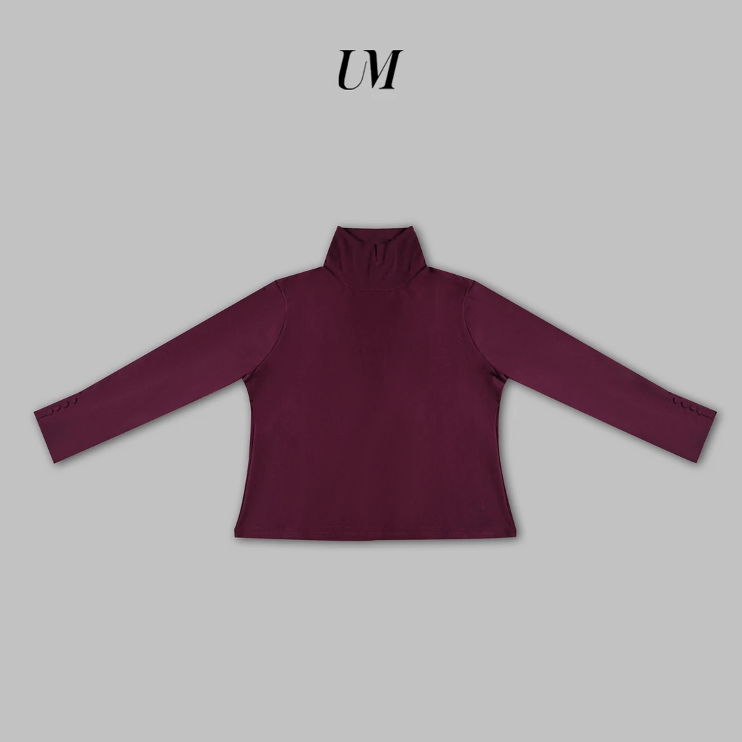 【U.M】纯色袖扣小翻领保暖衫打底衫