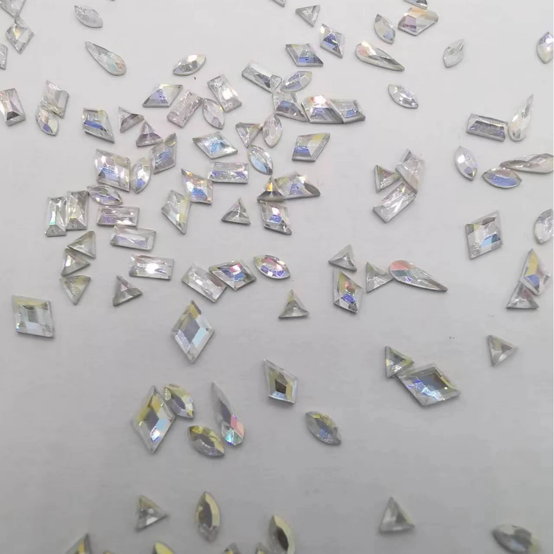 瑶瑶美甲钻饰品平底异形闪烁白迷你mini款 混形状100颗精工高品