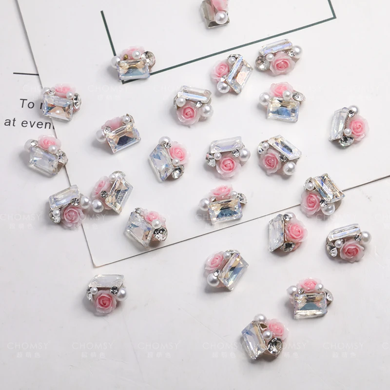 瑶瑶美甲钻饰品 成品堆堆钻方糖粉玫瑰 多规格高品质 精工指甲钻