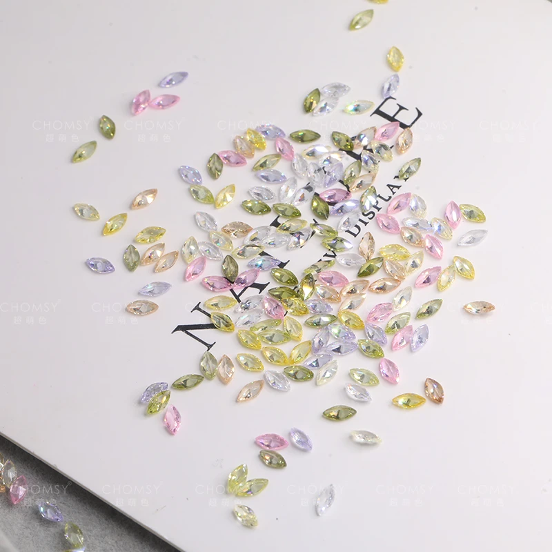 瑶瑶美甲钻饰品10A锆石尖底2*4马眼混色100颗U  高品质精品透色