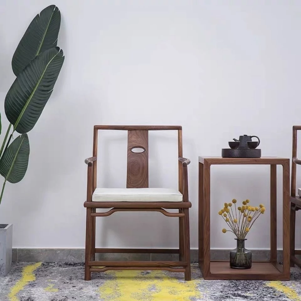 中式椅子新中式老榆木靠背扶手椅官帽海棠椅主人椅新中式实木椅子