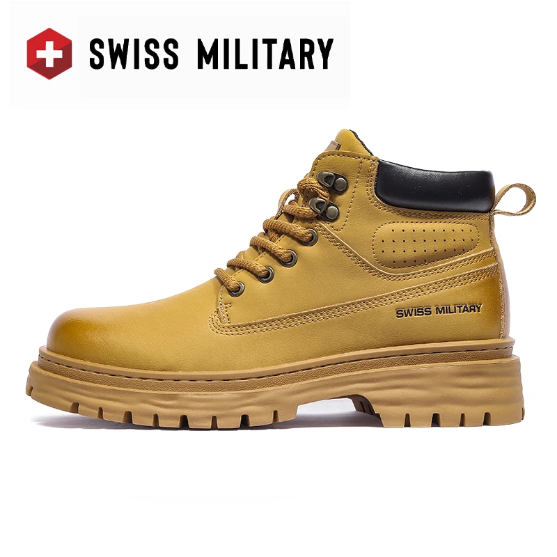 SWISS MILITARY休闲马丁靴城市户外多功能厚底真皮复古大黄靴1307