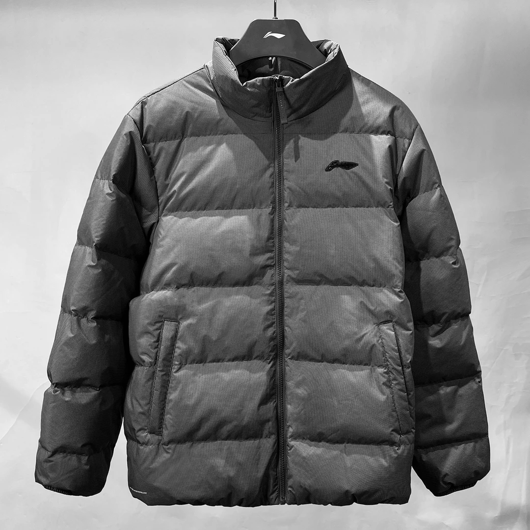 李宁2024冬季款短款羽绒服男士鸭绒保暖立领潮流运动外套AYMU083