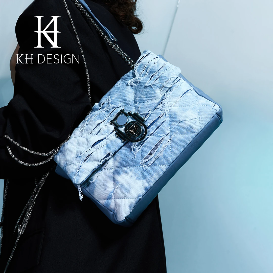 KH Design/明治女包小众真皮牛仔流浪包脏脏包个性K2418