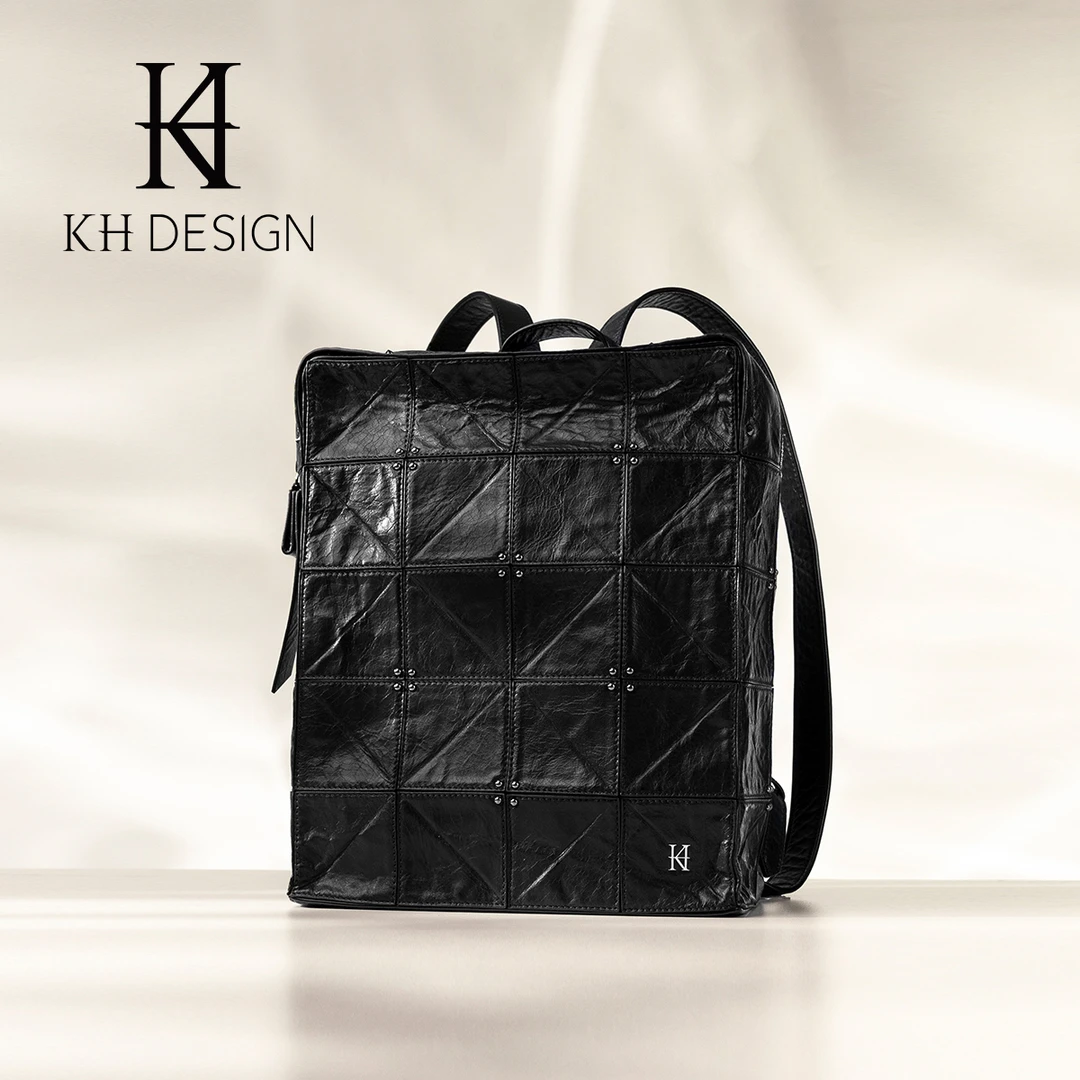 KH DESIGN明治女包轻奢时尚双肩包大容量背包旅行男女同款KB2449