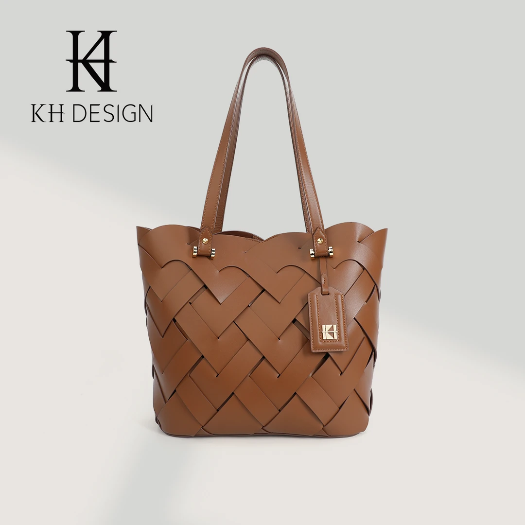 KH Design/明治女包编织水桶包大容量托特包慵懒风单肩包TMK1656