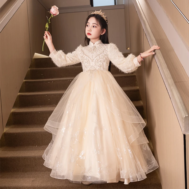 女童高端礼服生日公主裙蓬蓬公主风超仙钢琴演奏主持人婚礼花童