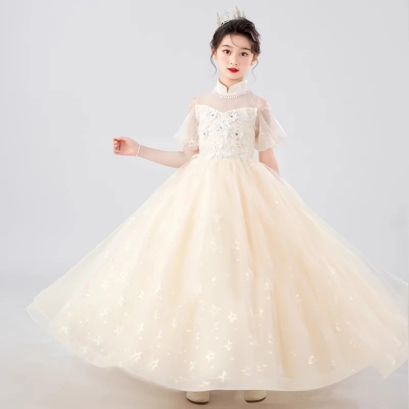 女童生日礼服裙高端夏季新款花童婚纱公主裙儿童主持人钢琴演出服