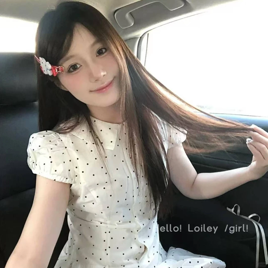 hellokitty发夹一字夹可爱长款红色KT猫咪刘海夹无痕侧边夹子发饰