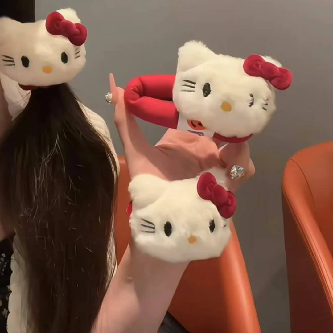 可爱发夹甜美红系刘海BB卡通少女蝴蝶结发饰毛绒可爱KT猫毛绒发夹