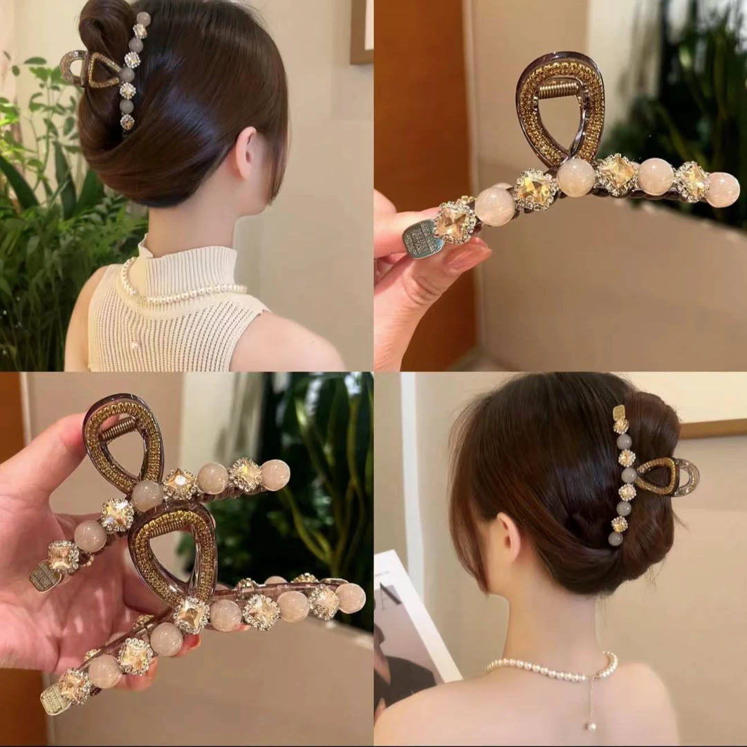 猫眼贝珠小方糖砖ins气质轻奢时尚简约重工优雅发饰网红女发饰夏