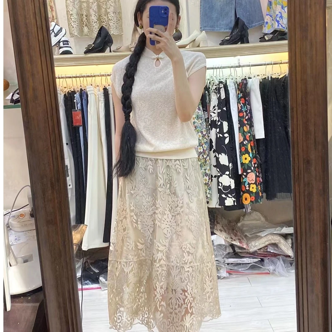 小老虎国风气质夏季无袖针织短袖上衣