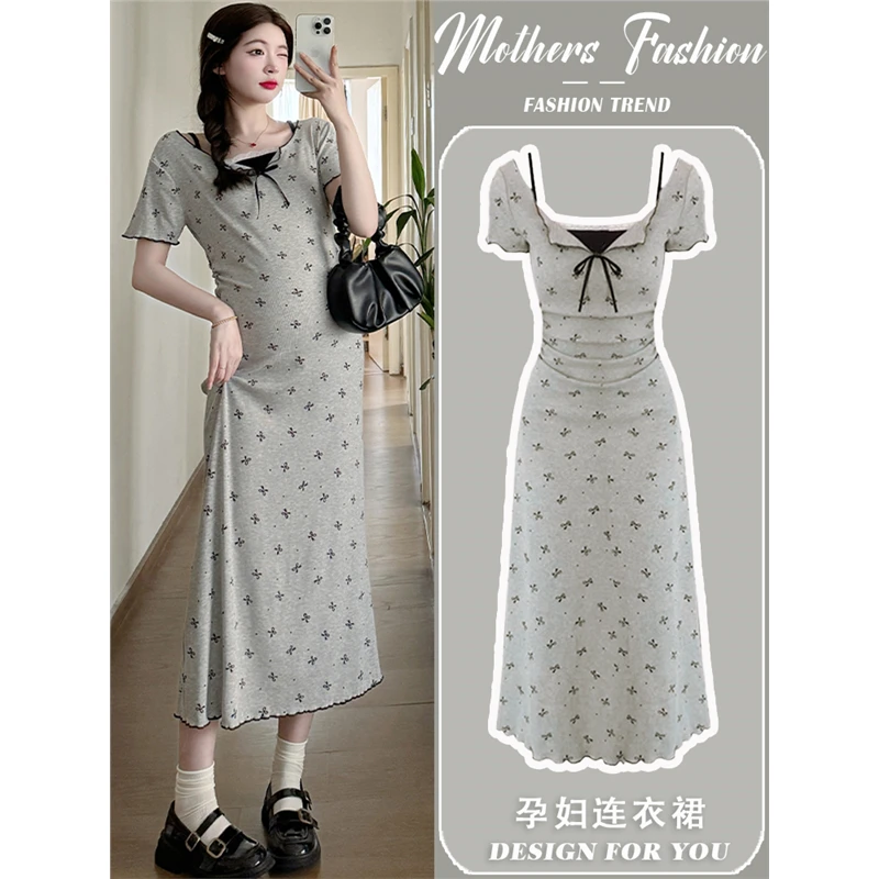 孕妇夏装连衣裙宽松时尚修身2024夏季新款孕妈长裙薄款夏款宽松女