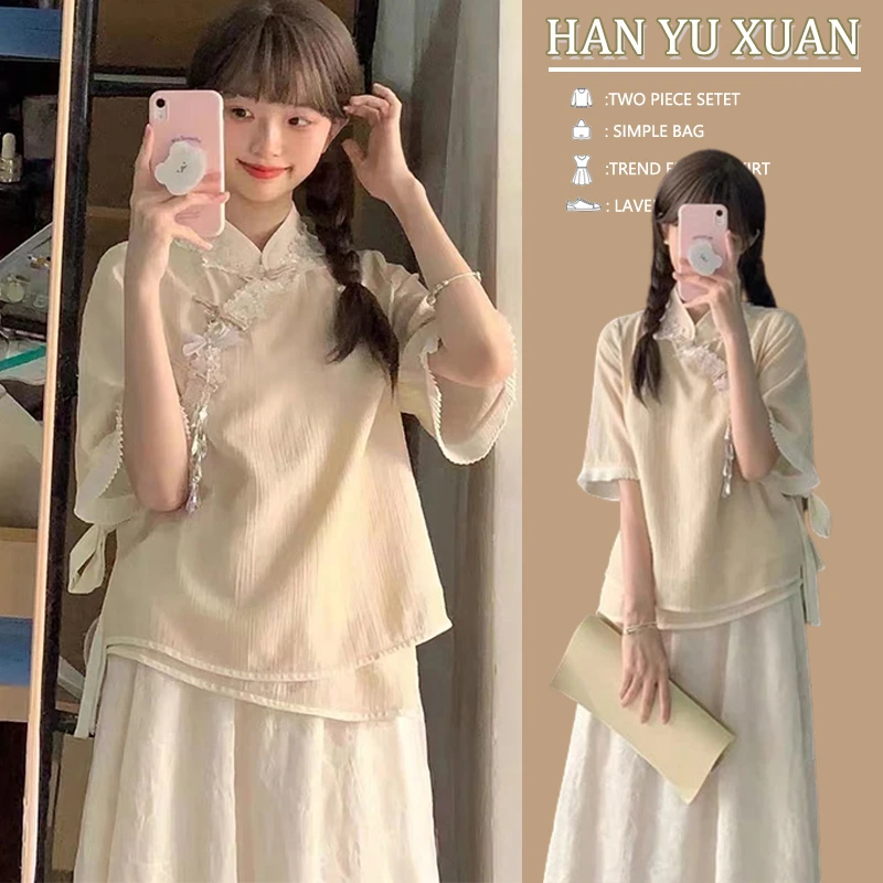 孕妇装新中式旗袍上衣中国风复古改良旗袍连衣裙子夏季短袖小个子