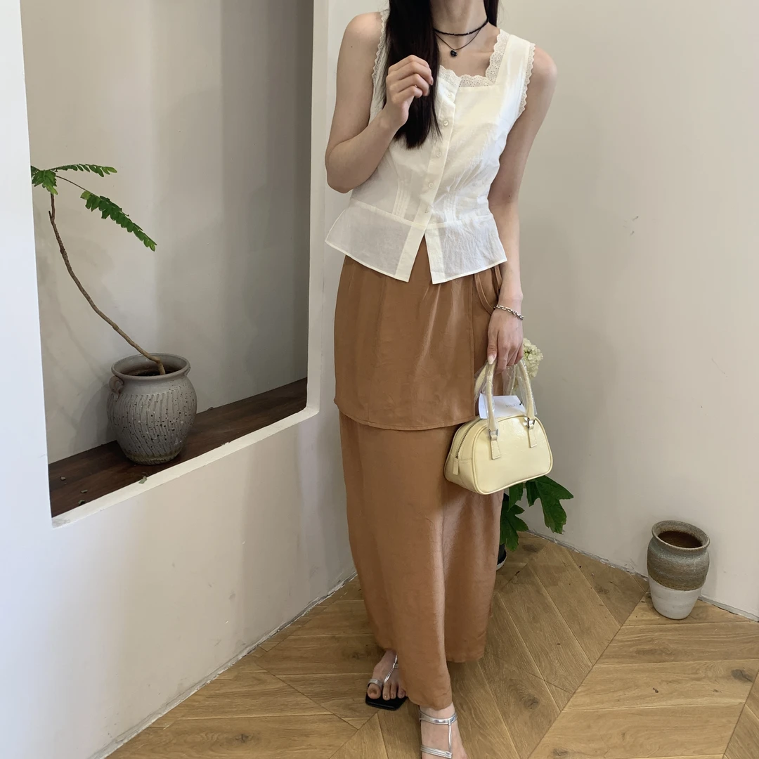 the white｜正品韩代「茉莉花道」蕾丝吊带显瘦气质高腰时尚法式