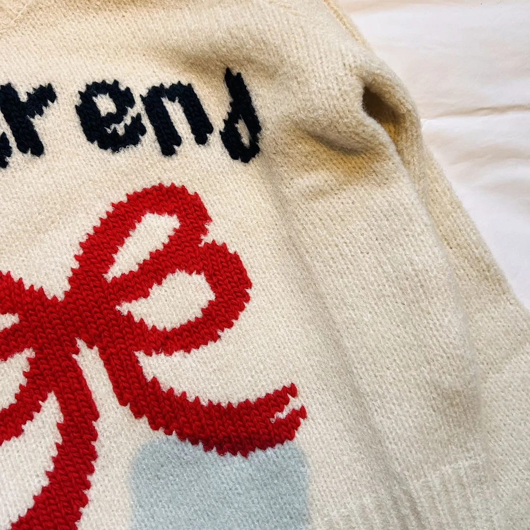 the white｜正品韩代「那白家」东大门冬季bettreend毛衣印花时尚