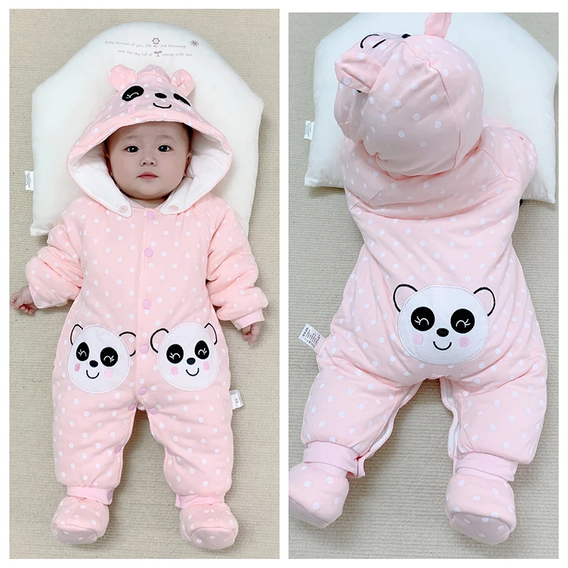 冬季加厚婴儿包脚新生儿外出棉衣夹棉哈衣男女宝宝保暖连体爬服