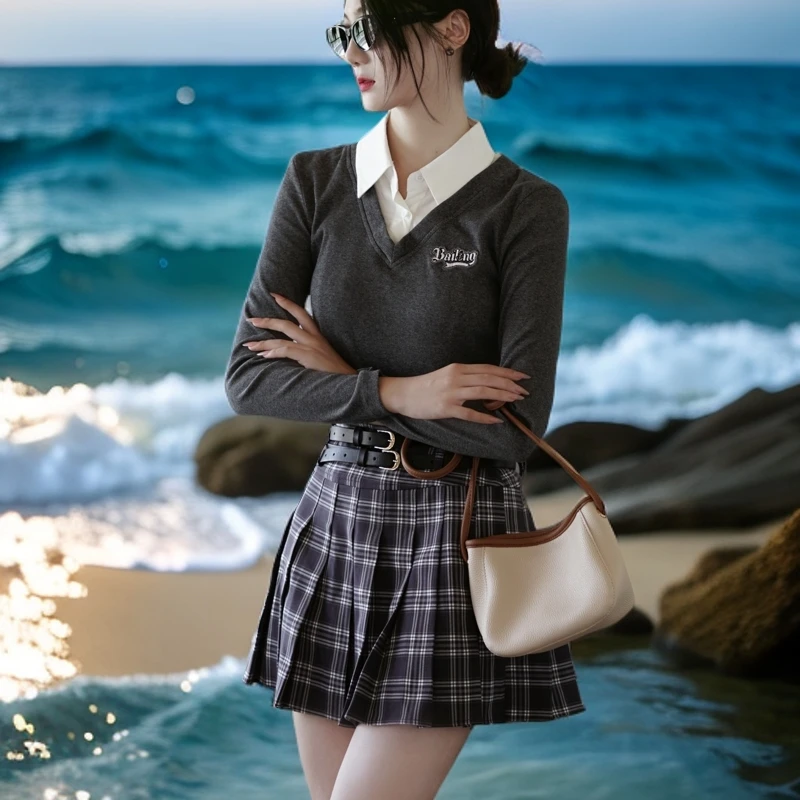新款秋冬气质小众百搭时尚百褶单肩水桶包女包设计感斜挎学生包包
