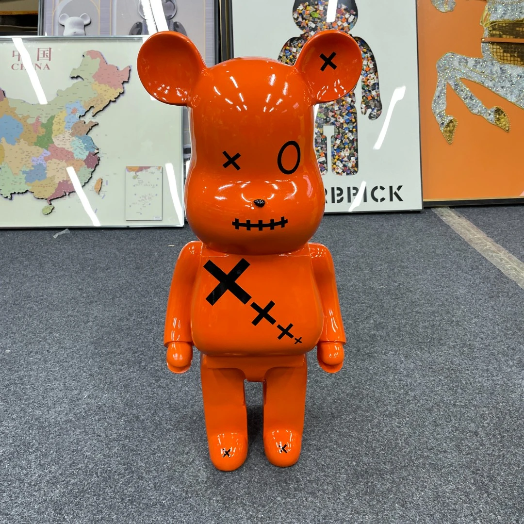 爱网红卡通亮面储蓄罐现代创意家居装饰落地大摆件橙色熊8035